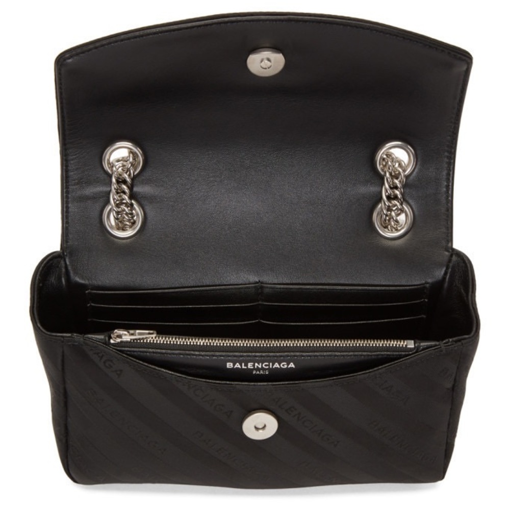 Balenciaga Satin Jacquard BB Round Shoulder Bag Black - Picture 3 of 4